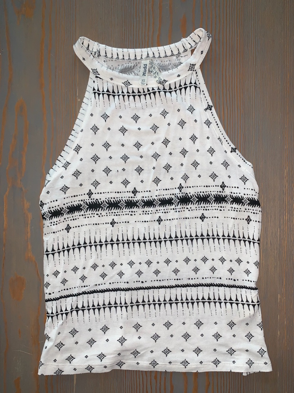 Mudd Women’s Black & White Patterned Halter Tank Top